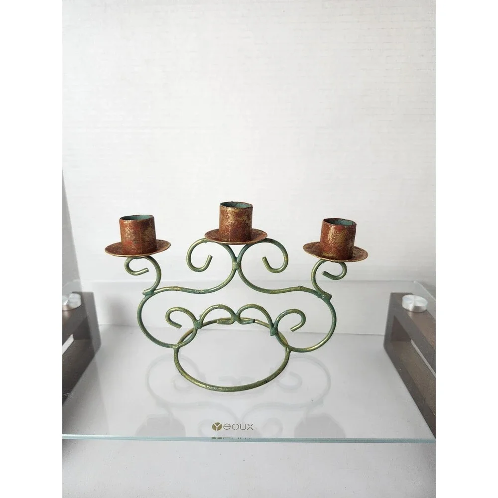 Husna Imports 3 Tier Wrought Iron Candelabra